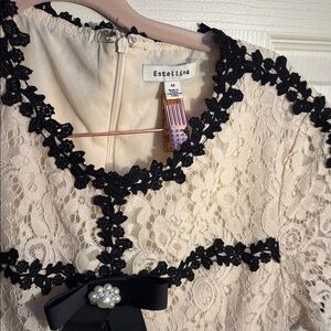 Women's Lace Maxi Dress - Cream and Black